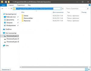 Где symantec хранит карантин